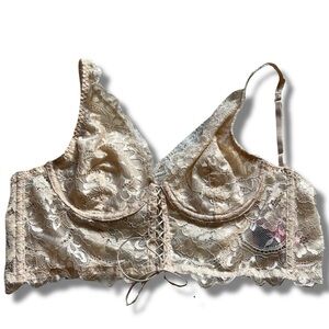 La Senza XS Lace Mesh Bralette – Nude Floral | Adjustable Straps | Intimates